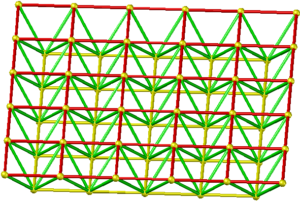 Positively placed quadrangular pyramid grid